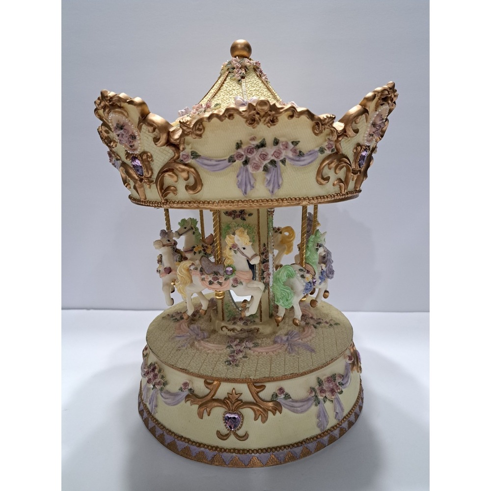 Heritage‎ House County Fair Horse Carousel 12 3/4" music box not working.  rare.